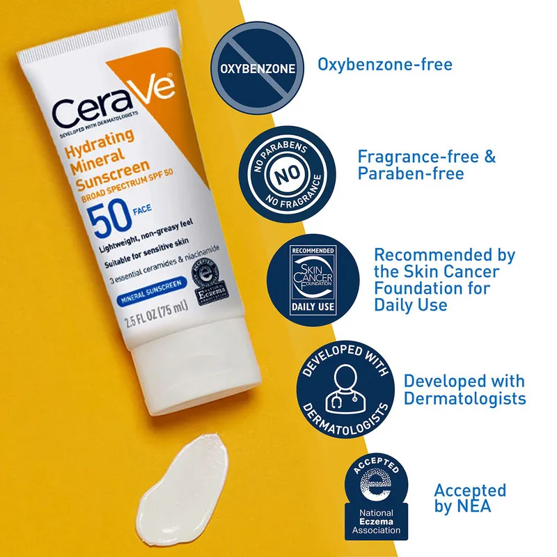 لوسیون ضد آفتاب بدون رنگ سراوی SPF 50 مدل Hydrating Mineral مناسب انواع پوست حجم 75 میلیلیتر - تصویر 4