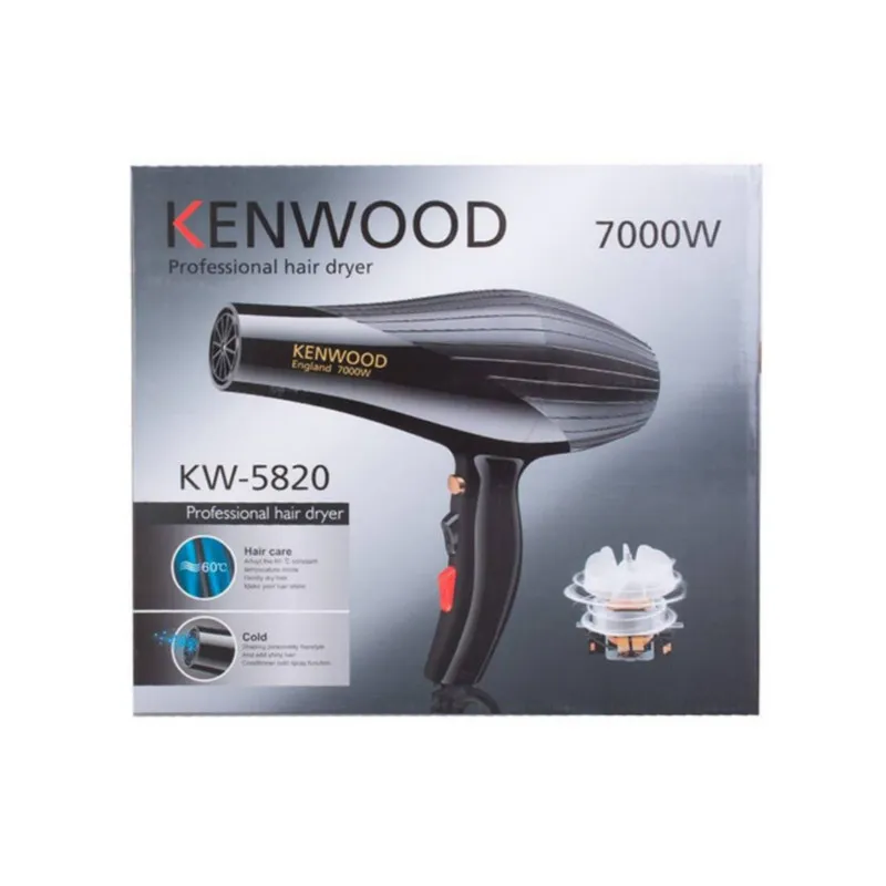 سشوار حرفه‌ای 7000 وات کنوود مدل KW-5820، موتور AC، وزن 700 گرم، دارای سری متمرکز‌کننده باریک، با قابلیت باد سرد - تصویر 2