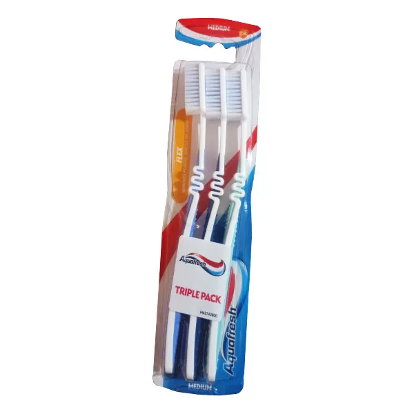 مسواک آکوا فرش مدل REMOVES PLAQUE با برس متوسط بسته 3 عددی - تصویر 2