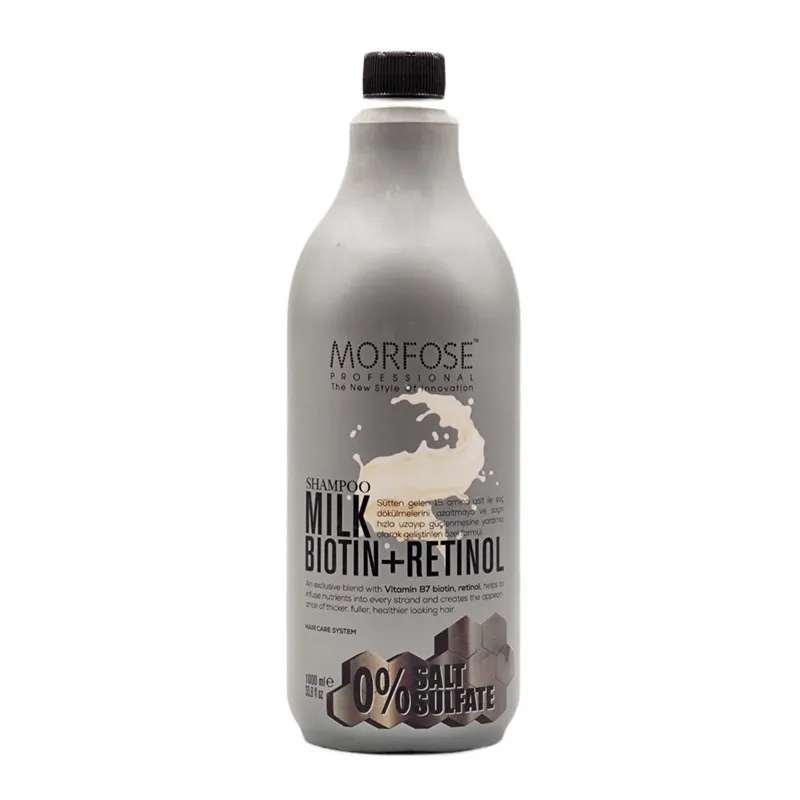 شامپو ضد ریزش مو مورفوس مدل MILK BIOTIN حجم 1000 میلی لیتر