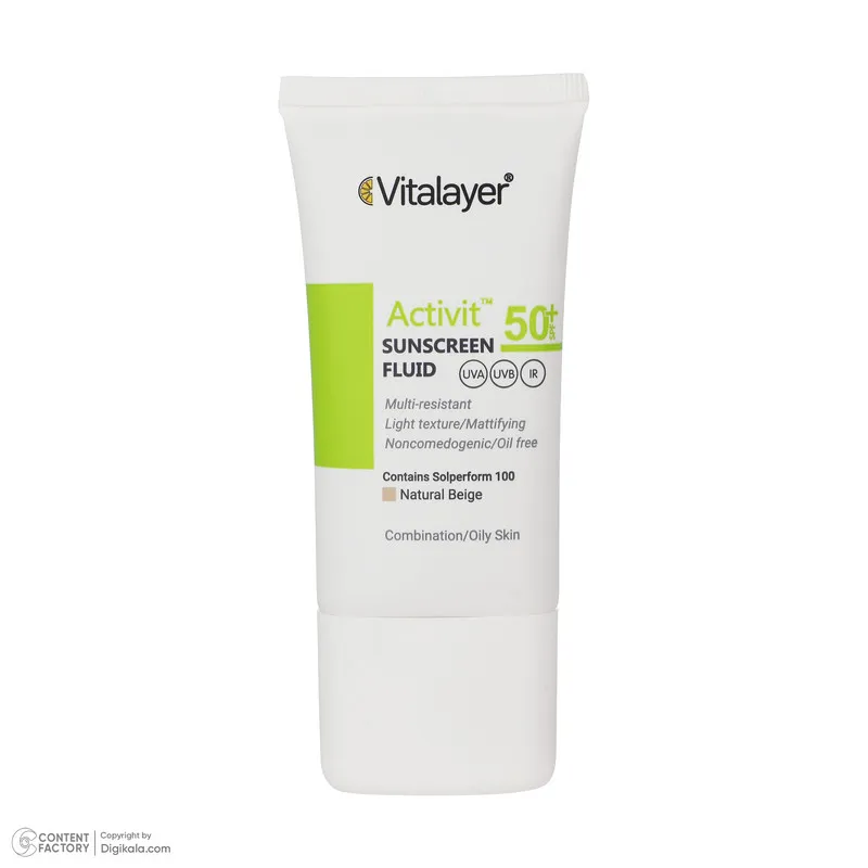کرم ضد آفتاب رنگی ویتالیر SPF 50 مدل Activit ‌مناسب پوست‌های چرب حجم 50 میلی‌لیتر - تصویر 2