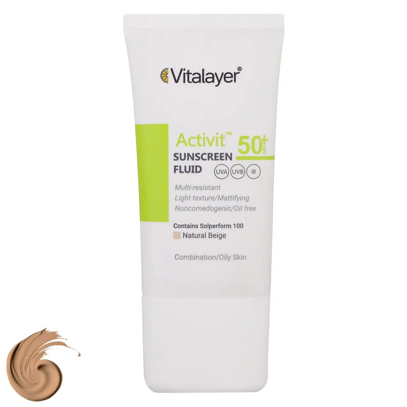 فلوئید ضدآفتاب رنگی ویتالیر SPF50 مدل Activit، مناسب پوست‌های چرب، حجم 50 میلی‌لیتر - تصویر 3