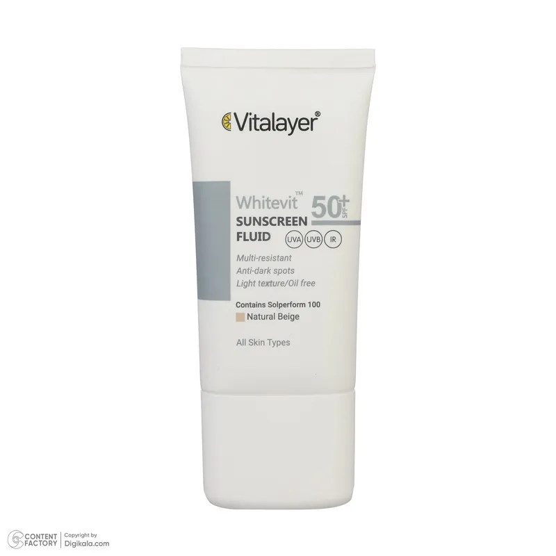 فلوئید ضدآفتاب رنگی ویتالیر SPF 50 مدل Whitevit مناسب انواع پوست حجم 50 میلی لیتر - تصویر 2