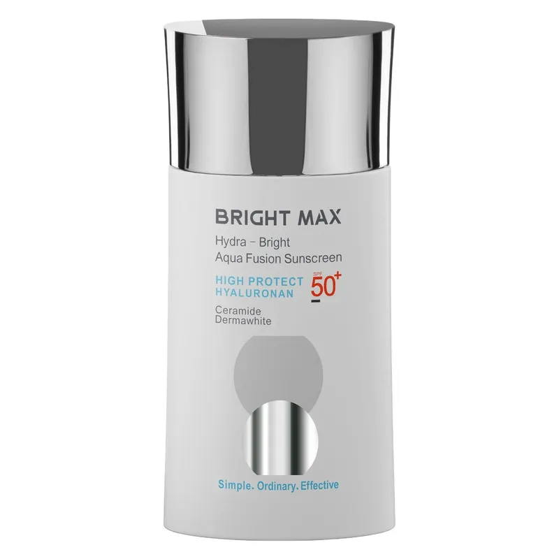 کرم ضدآفتاب بدون رنگ برایت مکس SPF50 مدل آکوا فیوژن مناسب انواع پوست، حجم 50 میلیلیتر