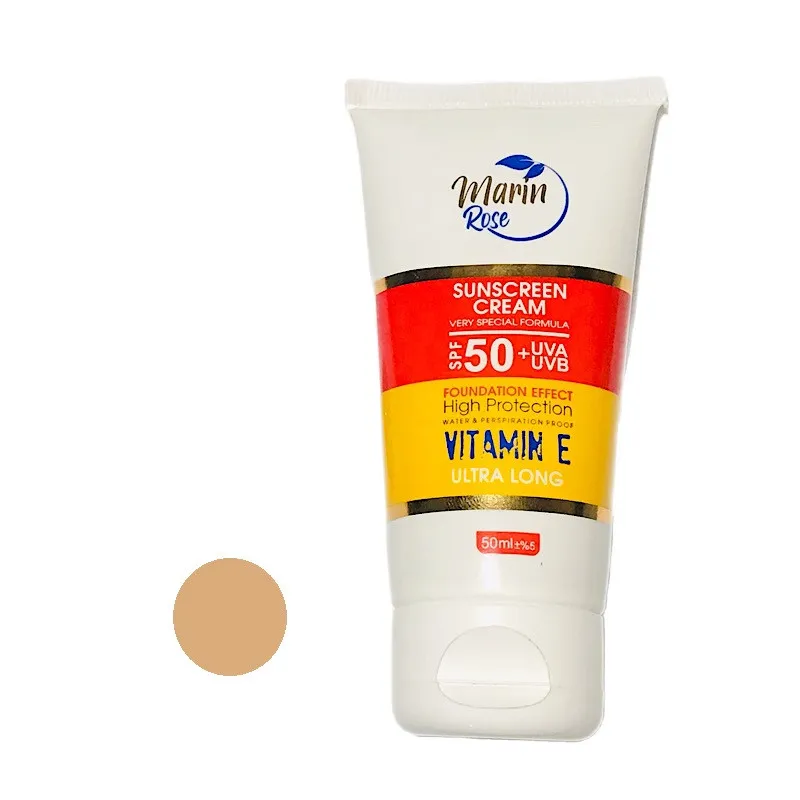 کرم ضد آفتاب رنگی مارین رز SPF 50 مدل M 03 مناسب پوستهای چرب حجم 50 میلیلیتر