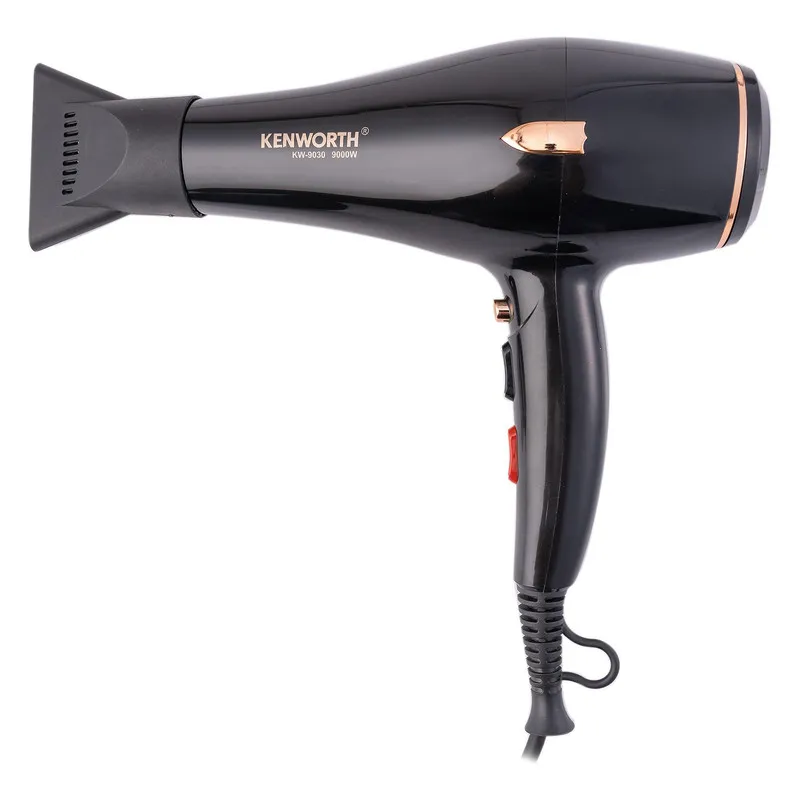 سشوار حرفهای 2400 وات کنورث مدل KW-9030، موتور AC، وزن 1050 گرم، المنت فلز، دارای سری متمرکزکننده باریک، متمرکزکننده پهن با ویژگی صافکنندگی، با قابلیت فناوری تولید یون