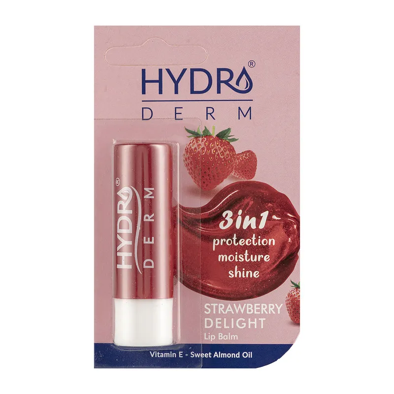 بالم لب مرطوبکننده هیدرودرم مدل STRAWBERRY DELIGHT بدون الکل و پارابن با عصاره توتفرنگی مناسب پوست خشک و حساس بانوان، بستهبندی ماتیکی و رنگ قرمز روشن - تصویر 3