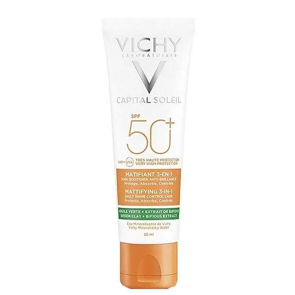 کرم ضد آفتاب بدون رنگ ویشی SPF 50 مدل کاپیتال سولیل مناسب انواع پوست حجم 50 میلیلیتر