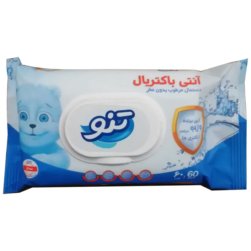 دستمال مرطوب تنو مدل آنتی باکتریال کد 99.9 مجموعه 4 عددی - تصویر 2