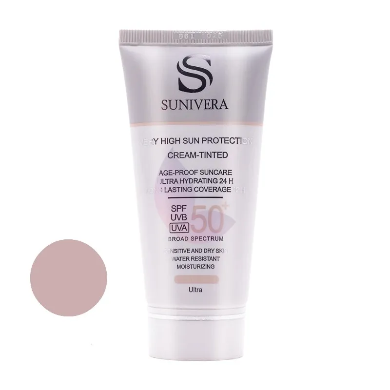 کرم ضد آفتاب رنگی سانیورا SPF 50 مدل 1.5 اولترا مناسب پوستهای خشک حجم 50 میلیلیتر