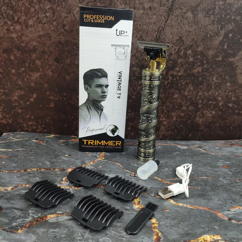 ماشین اصلاح موی سر و صورت تیغه استیل ضدزنگ وینتیج مدل T9 Upgrade plus باتری قابل شارژ با 120 دقیقه شارژدهی، استفاده خشک و مرطوب، خط زن و 4 شانه تنظیم ارتفاع، همراه برس تمیزکننده و روغن مخصوص - تصویر 4