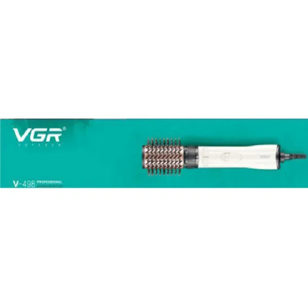 سشوار برسدار چرخشی 1200 وات وی جی ار مدل v-498، موتور DC، وزن 500 گرم، دارای سری برسدار گرد باریک، سری برسدار گرد پهن با ویژگی صافکنندگی، حجمدهندگی، با قابلیت باد سرد، فناوری تولید یون - تصویر 6