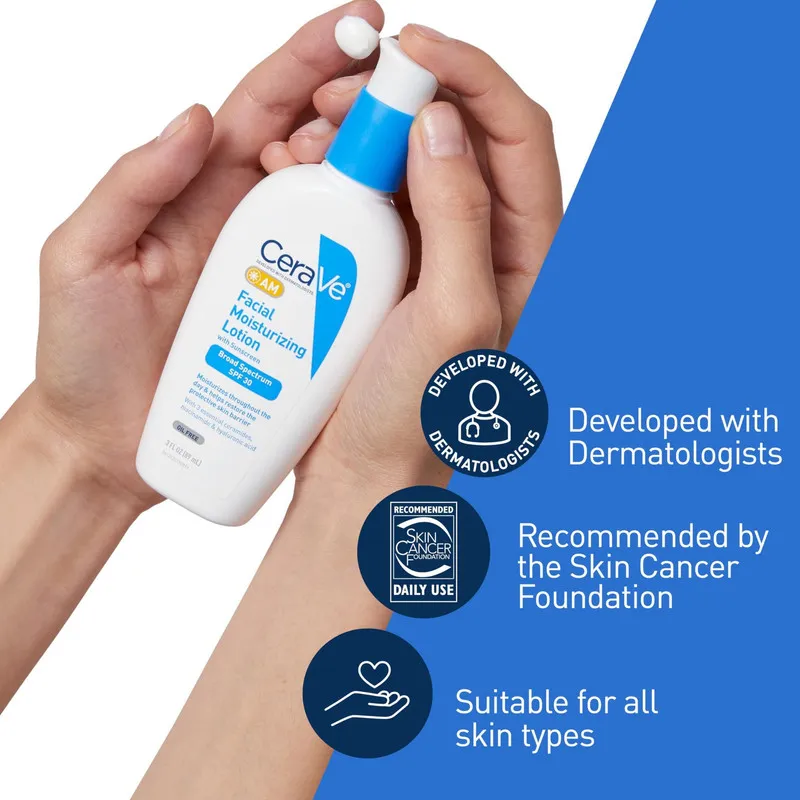 لوسیون ضد آفتاب بی رنگ سراوی SPF 50 مدل AM مناسب پوستهای معمولی حجم 60 میلیلیتر - تصویر 3