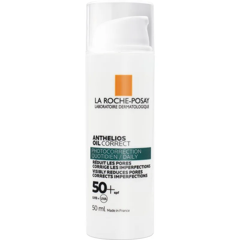 کرم ضد آفتاب بدون رنگ لاروش پوزای SPF 50 مدل ANTHELIOS OIL CORRECT ‌مناسب پوست‌های چرب و مختلط حجم 50 میلی‌لیتر