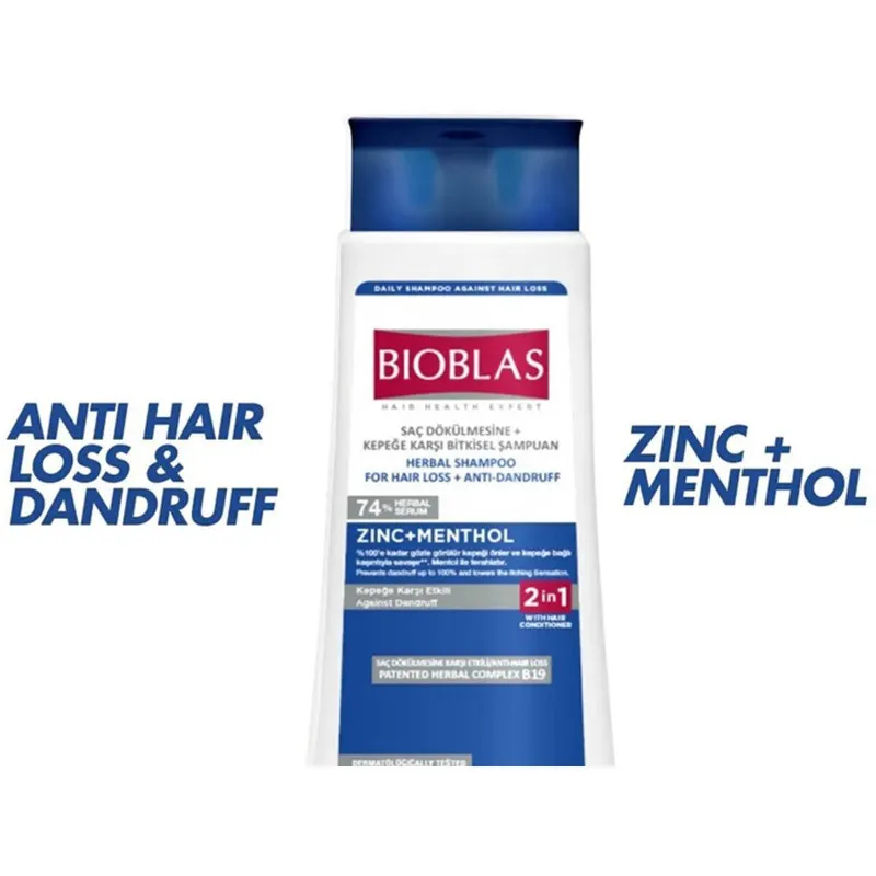 شامپو ضد شوره مو بیوبلاس مدل ZINC+MENTHOL حجم 360 میلی لیتر - تصویر 2