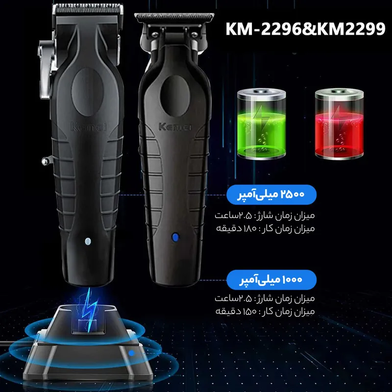 ماشین اصلاح موی سر کیمی مدل km-2296-km-2299 بسته 2 عددی - تصویر 6