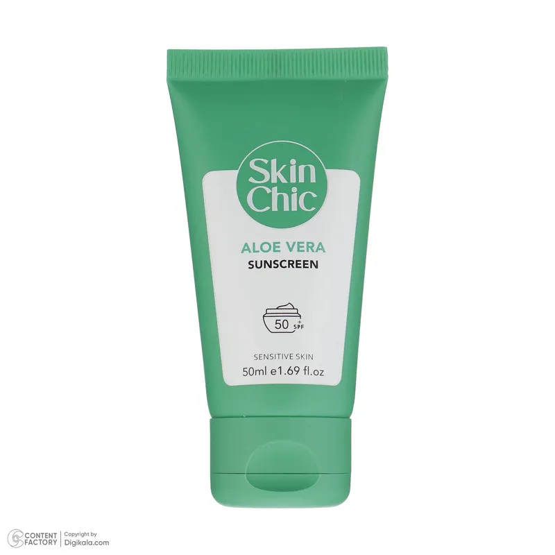 کرم ضد آفتاب بدون رنگ اسکین شیک SPF 50 مدل Aloe Vera مناسب پوستهای حساس حجم 50 میلیلیتر - تصویر 2