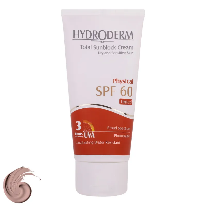 کرم ضدآفتاب رنگی هیدرودرم SPF60 مدل Phisical Tinted مناسب پوستهای حساس، حجم 50 میلیلیتر - تصویر 2
