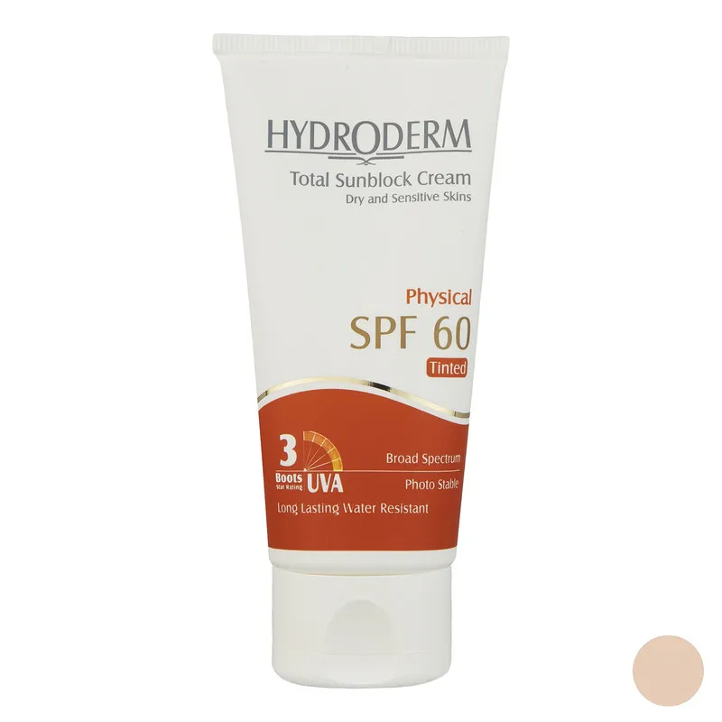 کرم ضدآفتاب رنگی هیدرودرم SPF60 مدل Phisical Tinted مناسب پوستهای حساس، حجم 50 میلیلیتر - تصویر 3