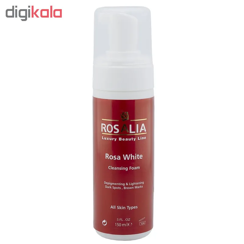فوم پاک‌کننده و روشن‌کننده پوست رزالیا مدل Rosa White حجم 150 میلی‌لیتر - تصویر 4