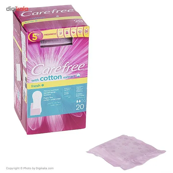 پد بهداشتی روزانه کرفری مدل Cotton Extract Fresh با پوشش پلاستیکی بسته 20 عددی - تصویر 3