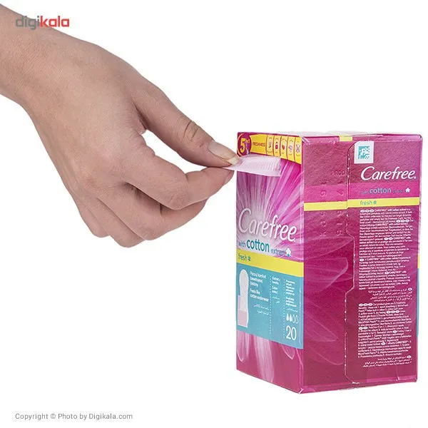 پد بهداشتی روزانه کرفری مدل Cotton Extract Fresh با پوشش پلاستیکی بسته 20 عددی - تصویر 4