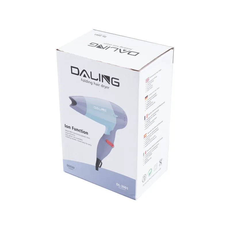 سشوار مسافرتی 800 وات دالینگ مدل DL3001، موتور DC، وزن 300 گرم، المنت فلز، با قابلیت فناوری تولید یون - تصویر 4