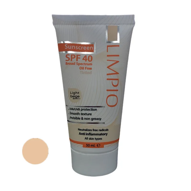 کرم ضد آفتاب رنگی لیمپیو SPF 40 مدل UVA UVB مناسب انواع پوست ها حجم 50 میلیلیتر