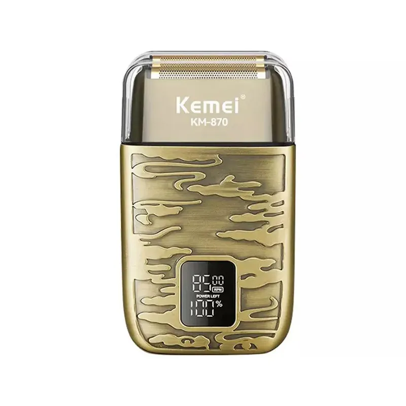 ماشین اصلاح صورت و بدن کیمی مدل KM-870 با تیغه فویلی استیل ضد زنگ، اصلاح صفر زن، ضد آب با استاندارد IPX6، باتری قابل شارژ با 90 دقیقه زمان شارژ و 90 دقیقه استفاده، نمایشگر LED و سه سرعت قابل تنظیم