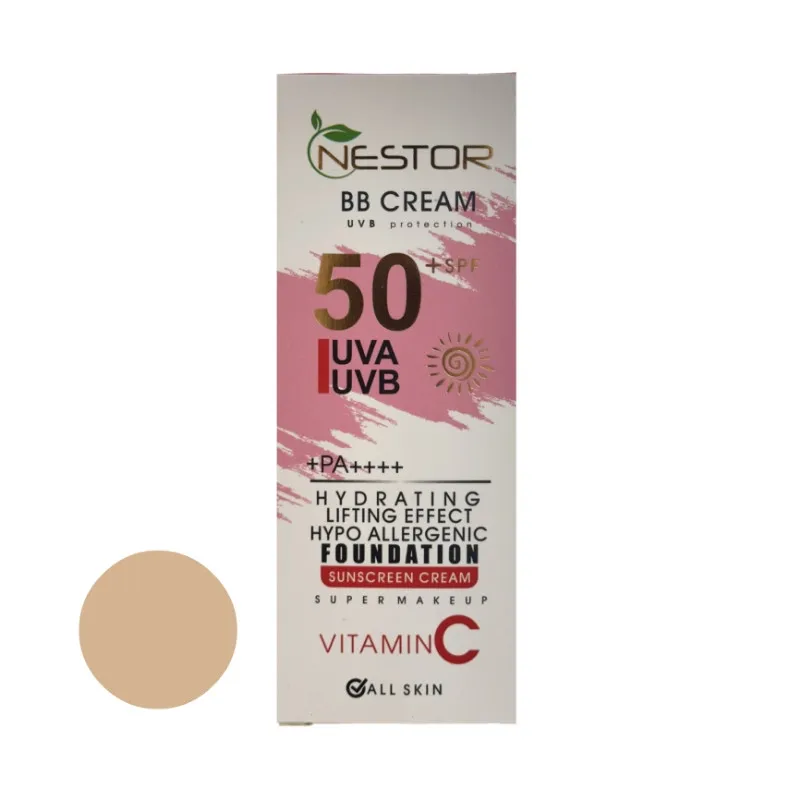 کرم ضد آفتاب رنگی نستور SPF 50 شماره 1 مدل ویتامین c مناسب پوستهای خشک حجم 50 میلیلیتر - تصویر 2