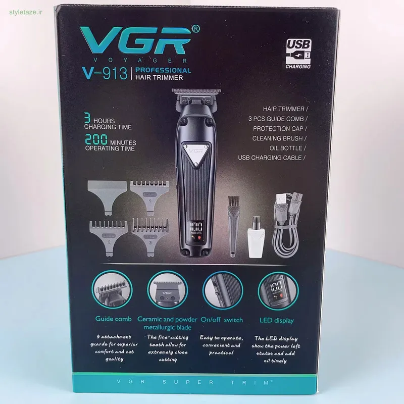 ماشین اصلاح موی سر و صورت وی جی ار مدل V-913 - تصویر 5