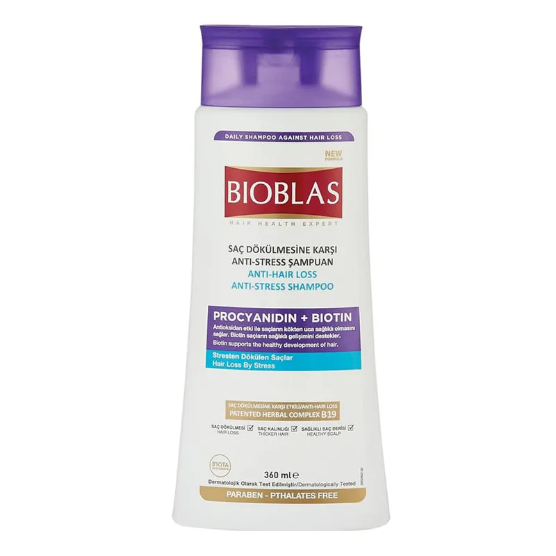 شامپو ضد ریزش مو بیوبلاس مدل PROCYANIDIN+BIOTIN حجم 360 میلی لیتر