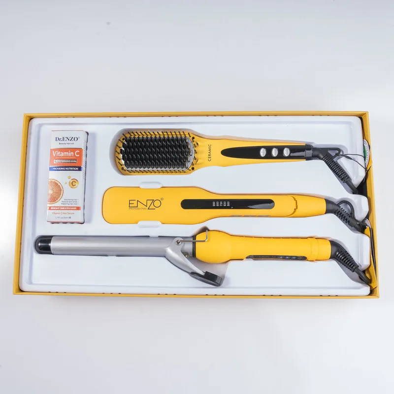 اتو مو انزو پروفیشینال مدل EN-3955W به همراه برس حرارتی و فرکننده مو - تصویر 6