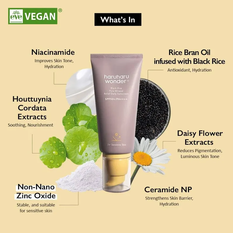کرم ضد آفتاب بدون رنگ هاروهارو واندر SPF 50 مدل برنج سیاه ‌مناسب پوست‌های حساس حجم 50 میلی‌لیتر - تصویر 3