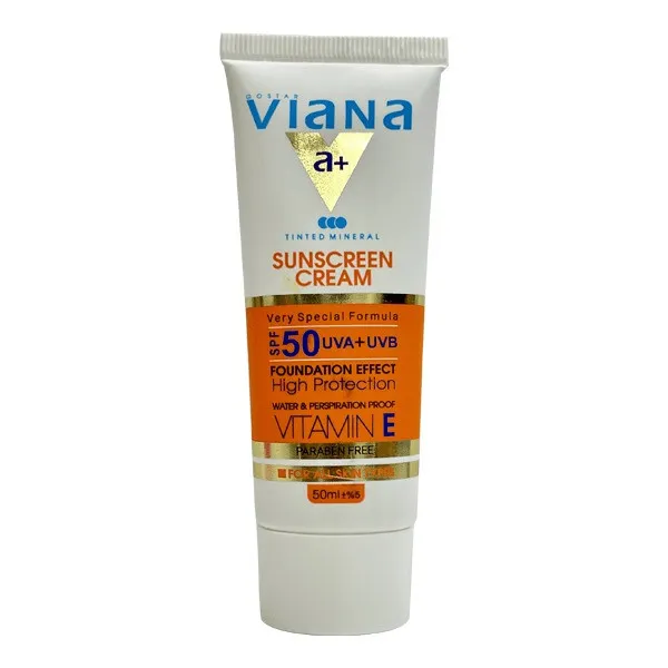 کرم ضد آفتاب رنگی ویانا spf 50 مدل 1 مناسب برای انواع پوست حجم 50 میلی لیتر - تصویر 2
