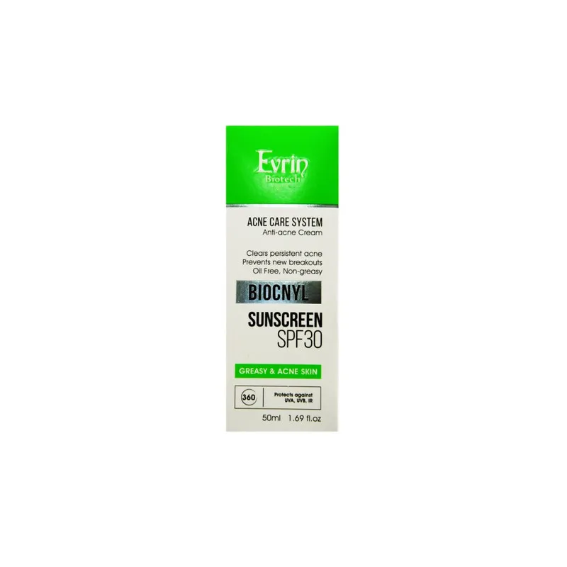 کرم ضد آفتاب بدون رنگ SPF 30 مدل BIOCNYL مناسب پوستهای ضد جوش و آکنه حجم 50 میلیلیتر - تصویر 2