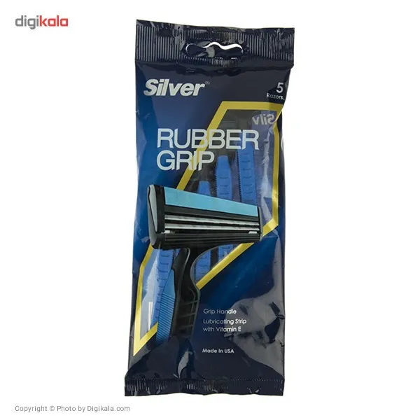 خود تراش سیلور مدل Rubber Grip Blue بسته 5 عددی - تصویر 2