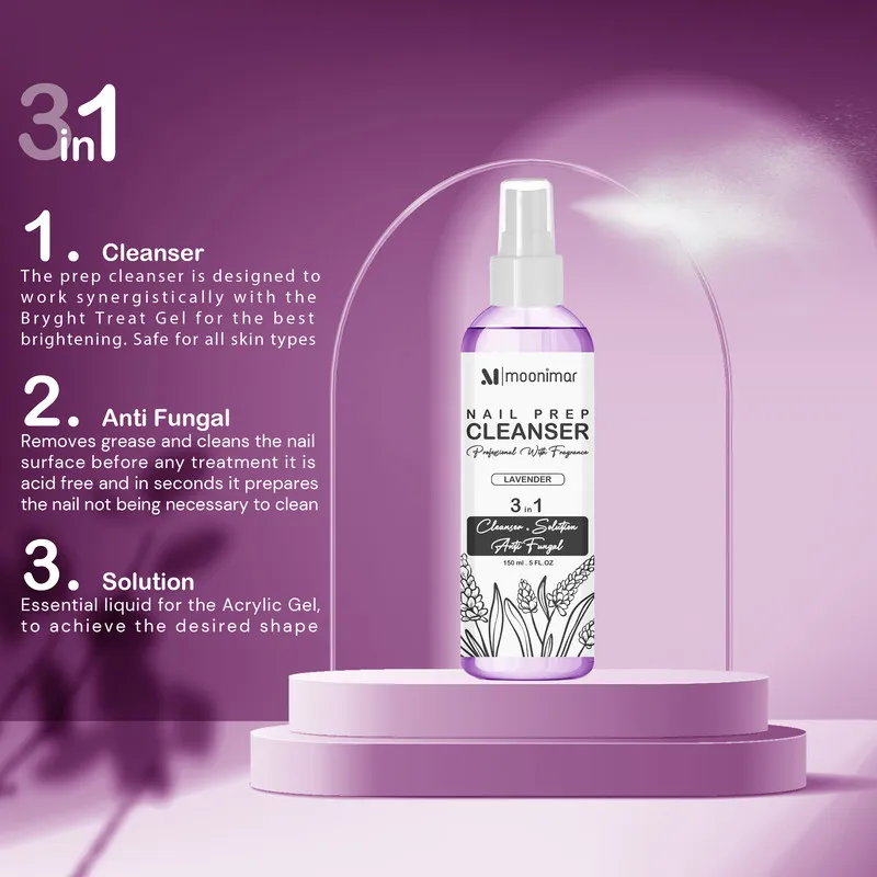 کلینزر کاشت ناخن مونیمار مدل Lavender حجم 150 میلی لیتر - تصویر 2