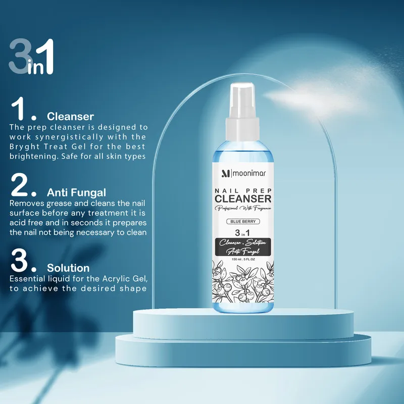 کلینزر کاشت ناخن مونیمار مدل Blue Berry حجم 150 میلی لیتر - تصویر 2