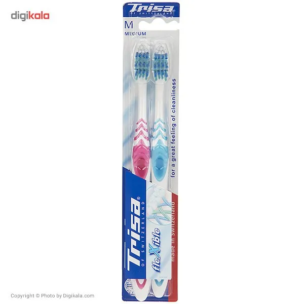 مسواک تریزا مدل Flexible با برس متوسط بسته 2 عددی - تصویر 2