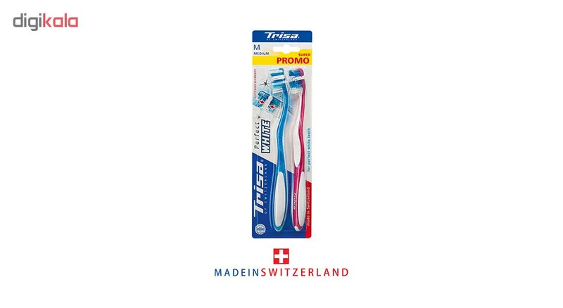 مسواک تریزا سری Super Promo مدل Perfect White با برس متوسط بسته 2 عددی - تصویر 3
