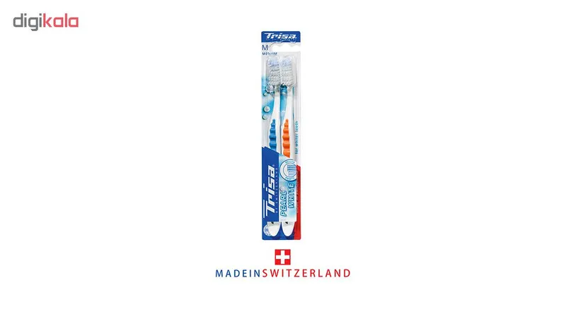 مسواک تریزا مدل Pearl White با برس متوسط بسته 2 عددی - تصویر 2