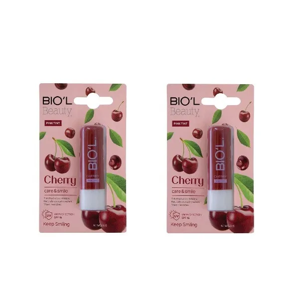 بالم لب نرم‌کننده بیول مدل Cherry بسته 2 عددی با SPF 15، حاوی موم طبیعی و ویتامین E، مرطوب‌کننده و رنگ‌دهنده ملایم