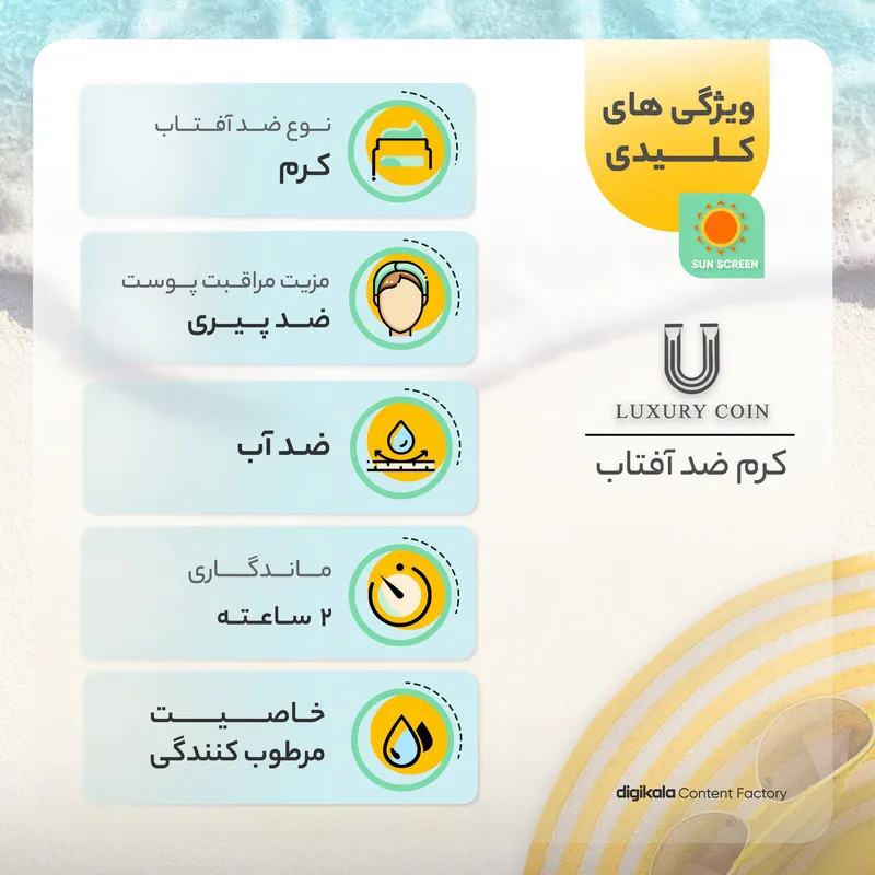 کرم ضدآفتاب بدون رنگ لاکچری کوین SPF50 مدل 001 مناسب انواع پوست، حجم 50 میلیلیتر - تصویر 4