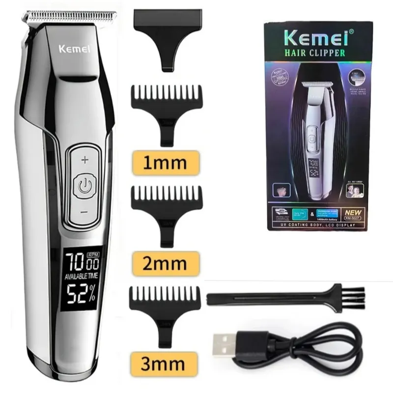 ماشین اصلاح موی سر و صورت کیمی مدل 5027 با باتری قابل شارژ 270 دقیقهای، سرعت موتور 7000 RPM، 4 حالت تنظیم سرعت، 3 عدد شانه قابل تنظیم و نمایشگر وضعیت باتری - تصویر 5