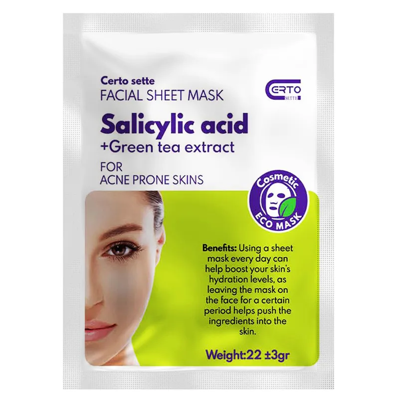 ماسک ورقه ای صورت سرتو سته مدل سالیسیلیک اسید وزن 22 گرم