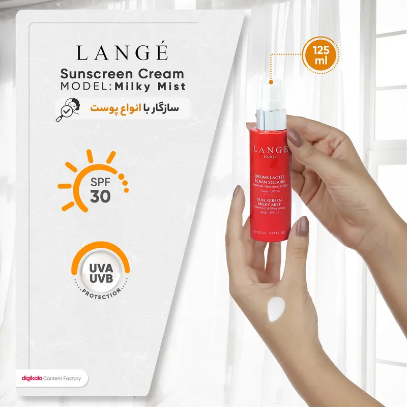 لوسیون ضدآفتاب بدون رنگ لانژه SPF30 مدل MilkyMist مناسب برای انواع پوست، حجم 125 میلیلیتر - تصویر 5