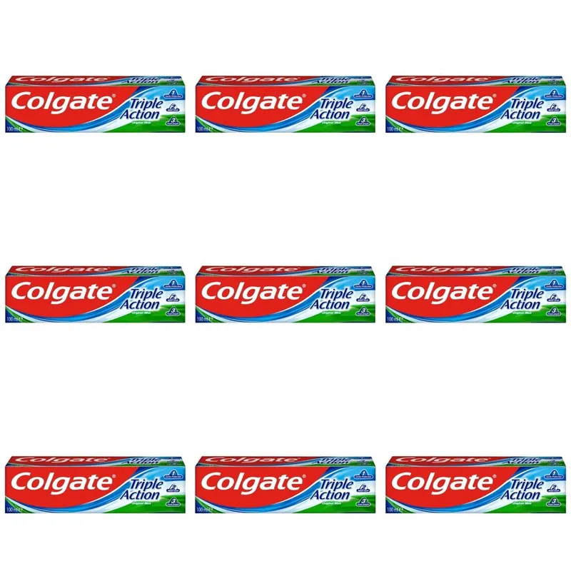 خمیردندان کلگیت مدل triple action 123 حجم 100 میلی لیتر مجموعه 9 عددی