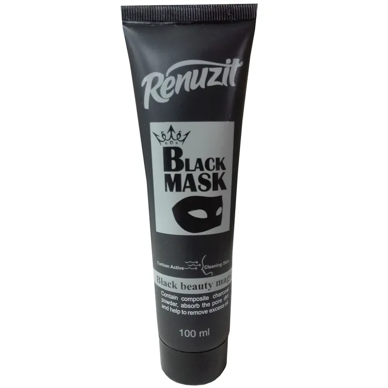 ماسک صورت رینوزیت مدل Black mask carbon active حجم 100 میلیلیتر پاکسازی و لایهبرداری پوست، رفع سموم و جوش، حاوی کربن فعال، مناسب پوست معمولی، حاوی ویتامین A و E، کاربرد خانمها و آقایان، ساخت ایران