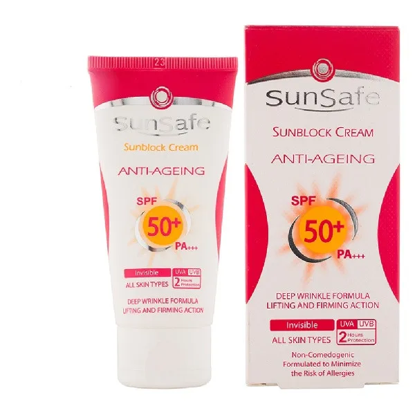 کرم ضد آفتاب بدون رنگ سان سیف spf 50 مدل ANTI AGEING مناسب برای انواع پوست حجم 50 میلی لیتر - تصویر 2